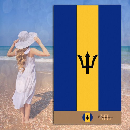 Barbados flag  Barbados monogrammed  beach towel