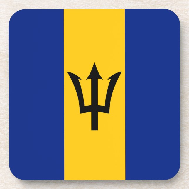 Barbados  Flag Beverage Coaster (Front)