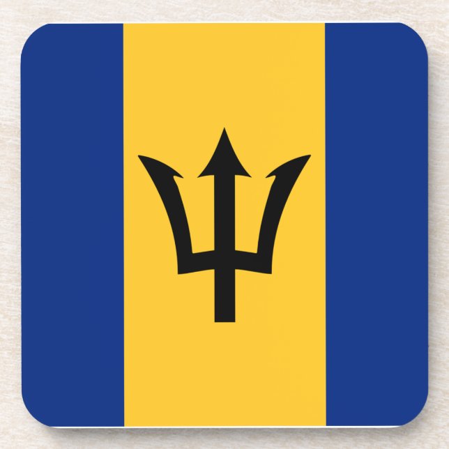 Barbados Flag Beverage Coaster (Front)