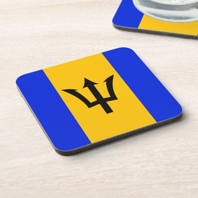 Barbados Flag Beverage Coaster (Left Side)