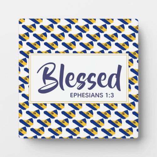 BARBADOS FLAG  Blessed  Ephesians Scripture Plaque