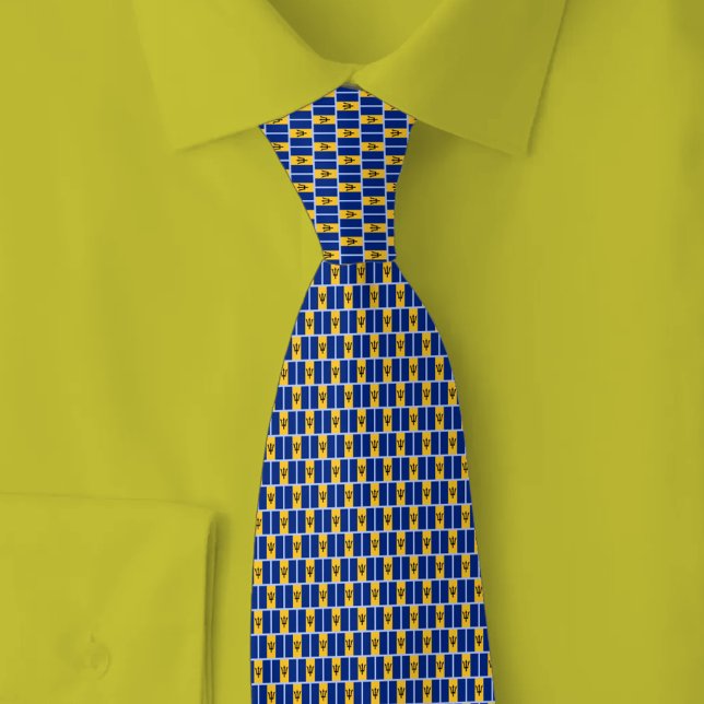 Barbados Flag Brick Pattern Neck Tie (Creator Uploaded)