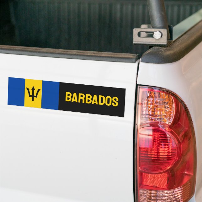 Barbados Flag Bumper Sticker (On Truck)