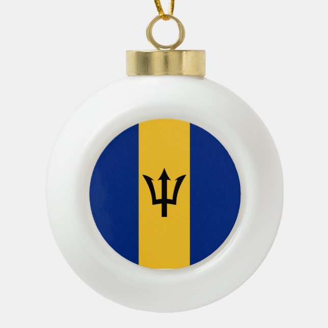 Barbados Flag Ceramic Ball Christmas Ornament (Front)