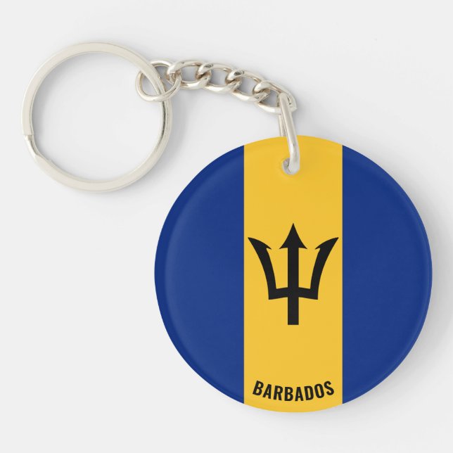 Barbados Flag Charming Patriotic Keychain (Front)