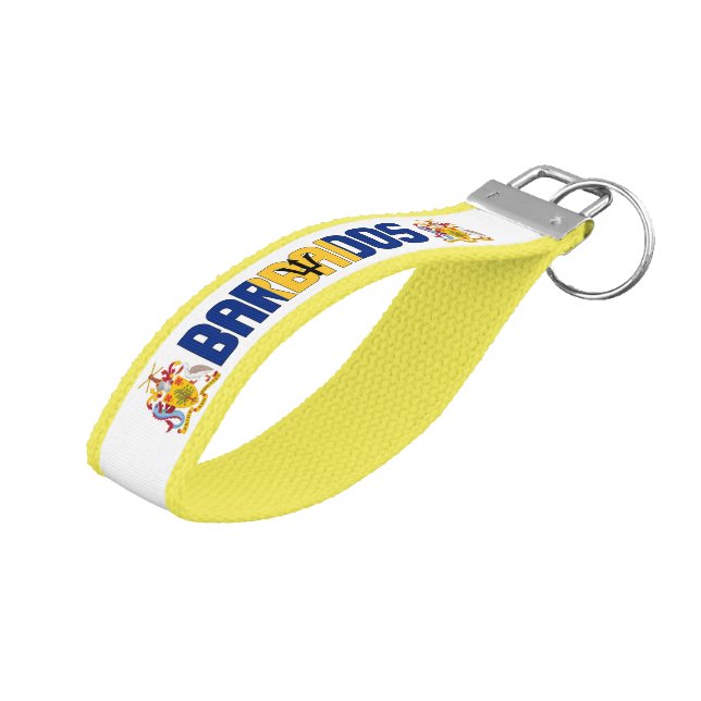 Barbados Flag Charming Patriotic Wrist Keychain (Angled Up)