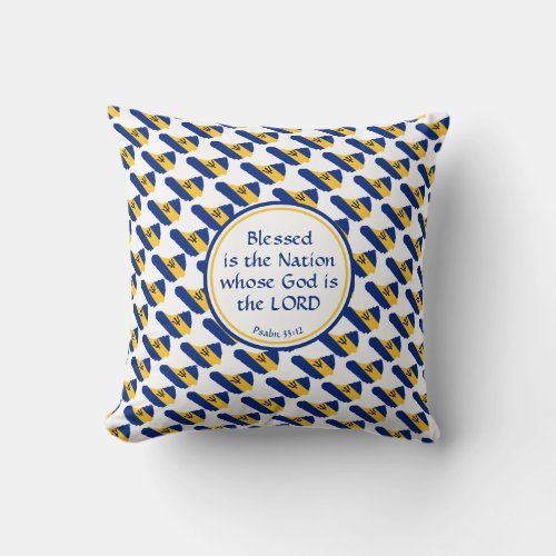 BARBADOS Flag Christian Scripture BLESSED NATION Throw Pillow