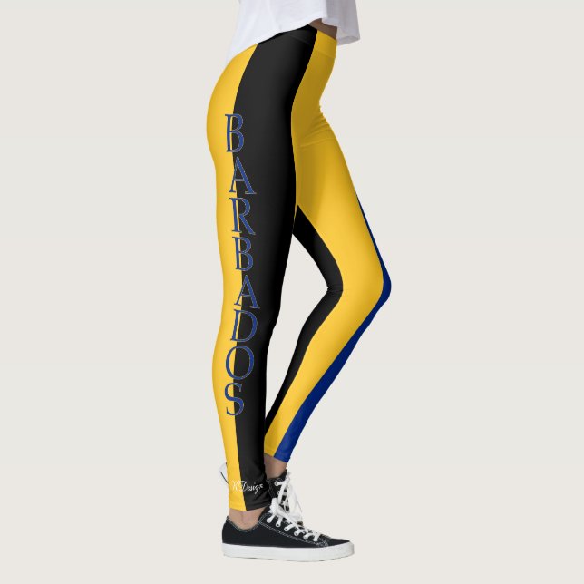 Barbados flag colors Leggings (Right)
