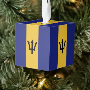 Barbados flag cube ornament