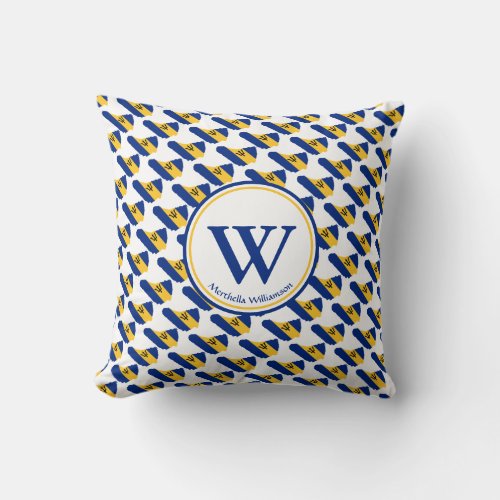 BARBADOS Flag Custom Monogram Bajan Throw Pillow