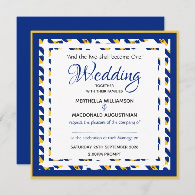 BARBADOS FLAG Custom Patriotic Square Wedding Invitation (Front/Back)
