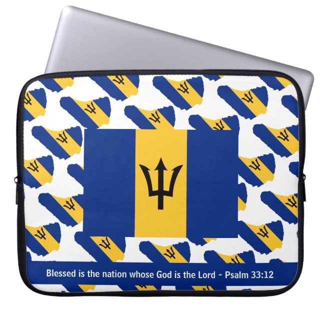 BARBADOS FLAG | Custom Scripture | Blessed Nation Laptop Sleeve (Front)