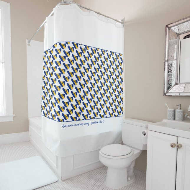 BARBADOS FLAG | Customizable Christian Scripture Shower Curtain (In Situ)