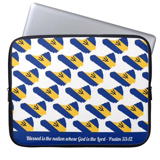 BARBADOS FLAG Customizable Scripture Laptop Sleeve (Front)