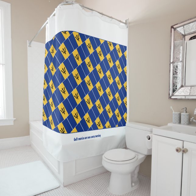 BARBADOS FLAG Customized Scripture Barbadian Shower Curtain (In Situ)