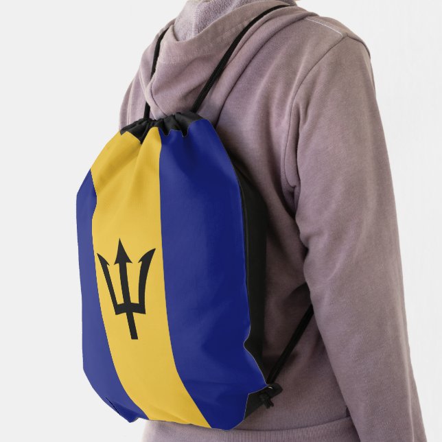 Barbados flag drawstring bag (Insitu)