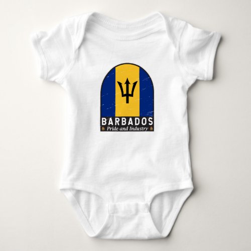 Barbados Flag Emblem Distressed Vintage Baby Bodysuit