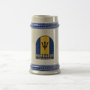 Barbados Flag Emblem Distressed Vintage Beer Stein