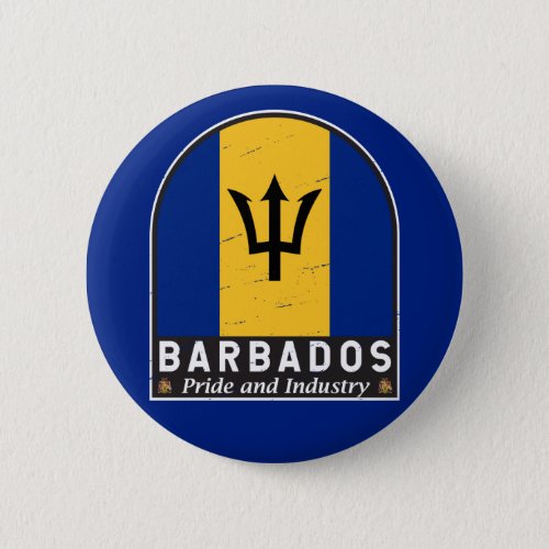 Barbados Flag Emblem Distressed Vintage Button