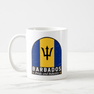 Barbados Flag Emblem Distressed Vintage Coffee Mug