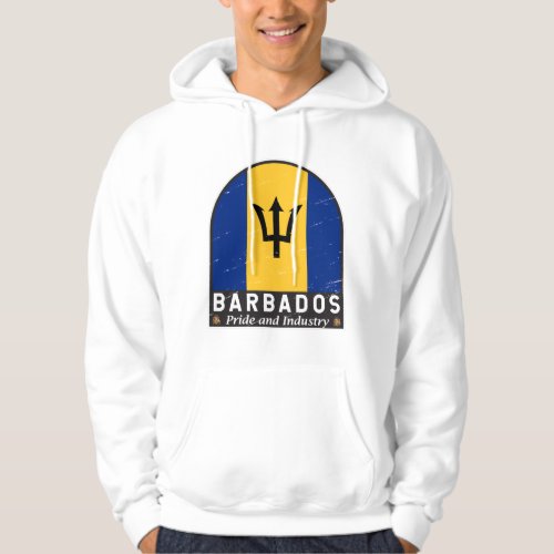 Barbados Flag Emblem Distressed Vintage Hoodie