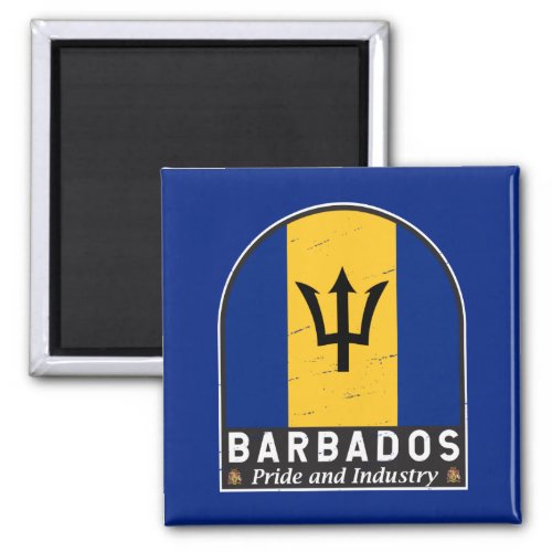 Barbados Flag Emblem Distressed Vintage Magnet