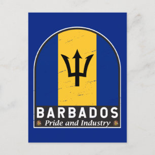 Barbados Flag Emblem Distressed Vintage Postcard