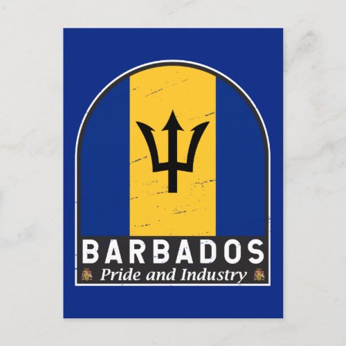 Barbados Flag Emblem Distressed Vintage Postcard