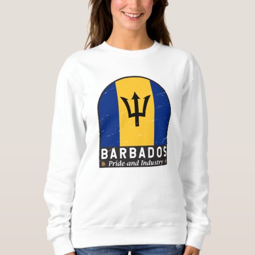 Barbados Flag Emblem Distressed Vintage Sweatshirt