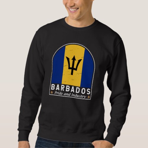 Barbados Flag Emblem Distressed Vintage Sweatshirt