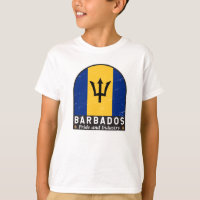 Barbados Flag Emblem Distressed Vintage T-Shirt