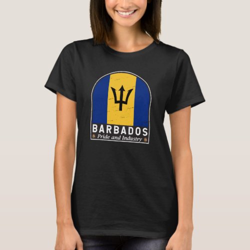 Barbados Flag Emblem Distressed Vintage T_Shirt