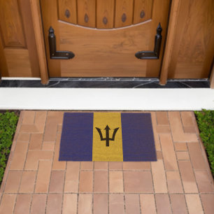 Barbados flag fiber doormat