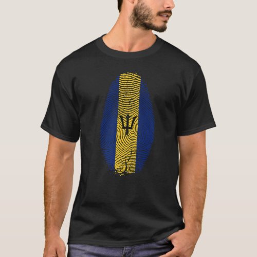 Barbados Flag Fingerprint In my DNA  for Barbadian T_Shirt