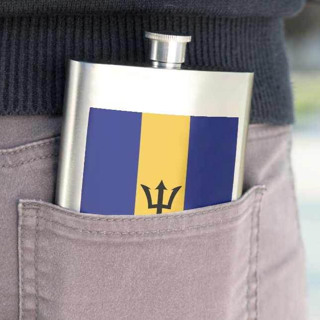 Barbados flag flask (In Situ)