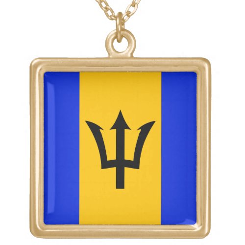 Barbados Flag Gold Plated Necklace