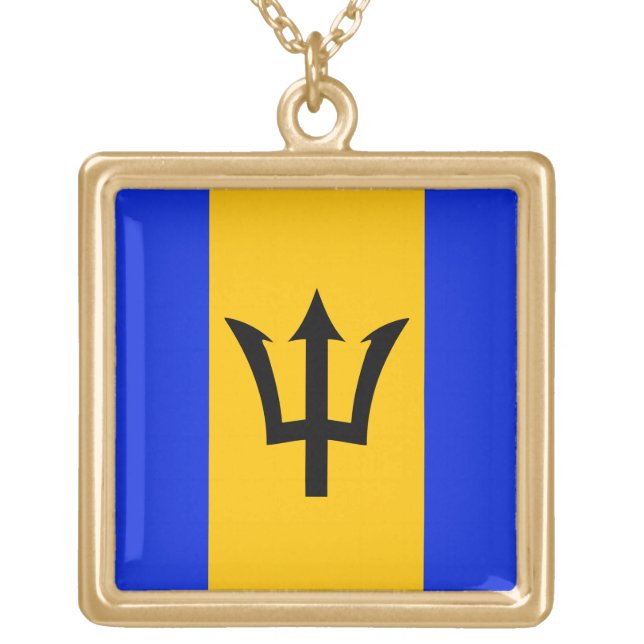Barbados Flag Gold Plated Necklace (Front)
