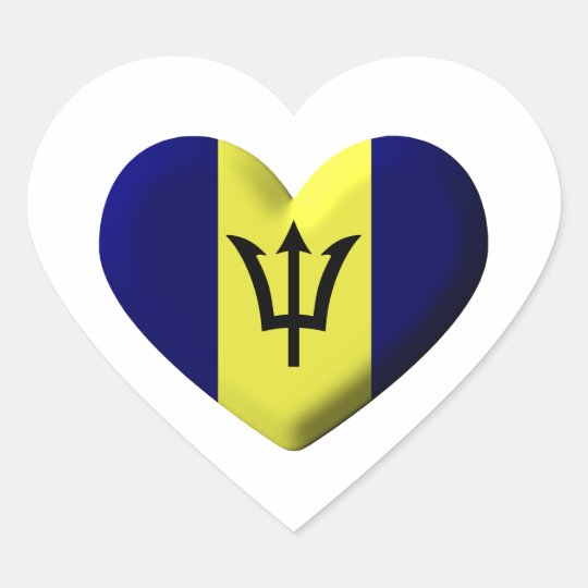 Barbados Flag heart Heart Sticker | Zazzle.com