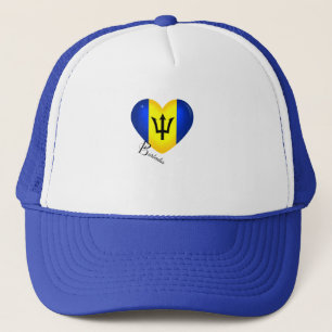 Barbados  Flag Heart Trucker Hat