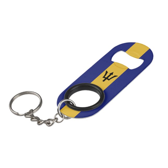 Barbados flag keychain bottle opener (Front Angled)