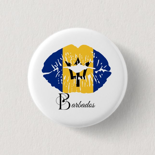 Barbados  Flag  Lips  Button (Front)