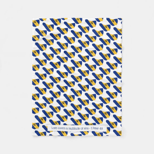 Barbados Flag | LOVE COVERS SIN | Christian Fleece Blanket (Front)