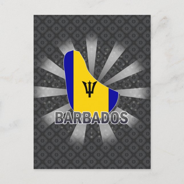 Barbados Flag Map 2.0 Postcard (Front)