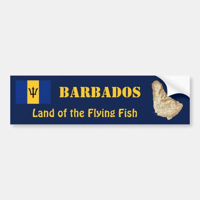 Barbados Flag + Map Bumper Sticker (Front)