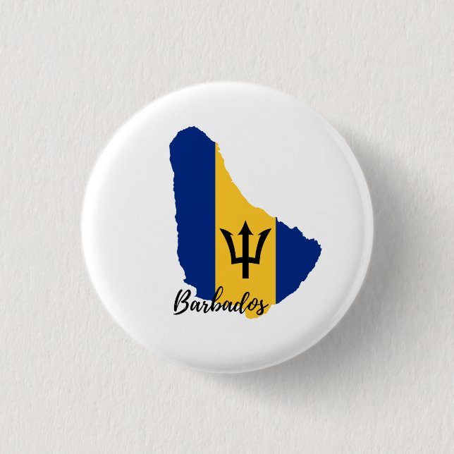 Barbados  Flag  Map Button (Front)