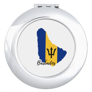 Barbados Flag Map Compact Mirror