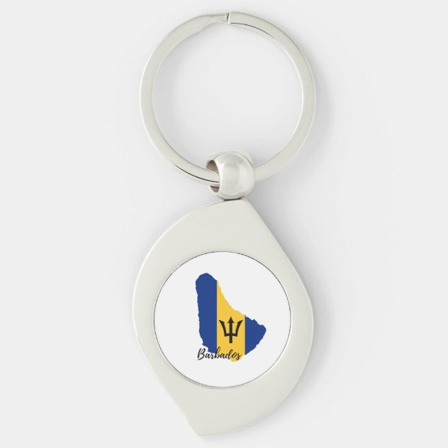 Barbados  Flag Map  Keychain (Front)