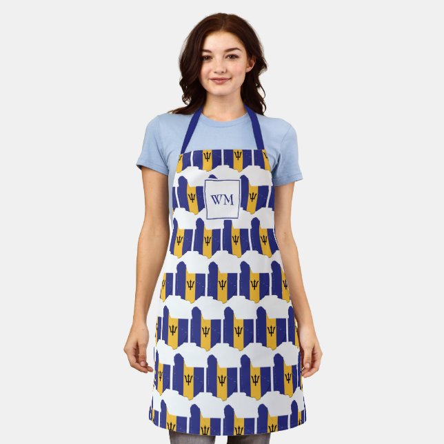 BARBADOS FLAG MAP | Monogram | Barbadian Apron (Worn)