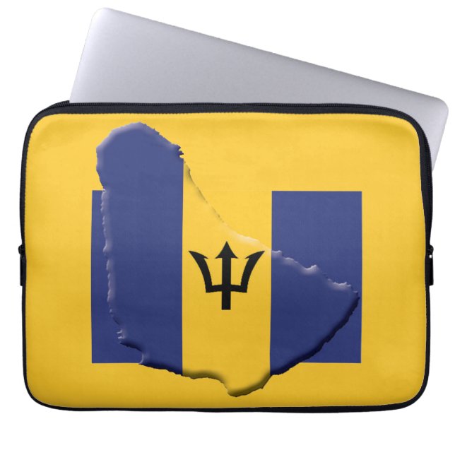 BARBADOS Flag Map Patriotic Computer YELLOW Laptop Sleeve (Front)