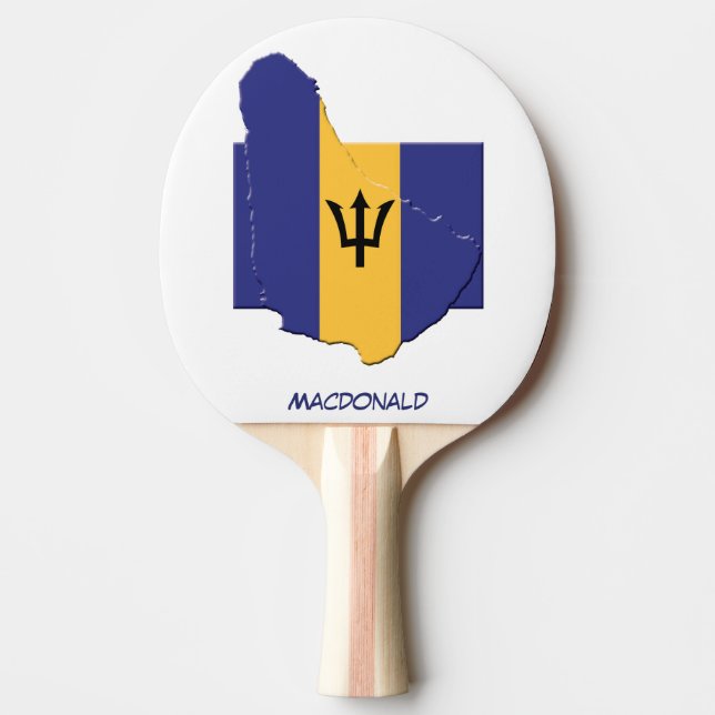 BARBADOS FLAG & MAP Personalized Ping Pong Paddle (Front)